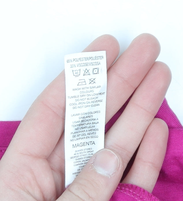 Dunnes Stores Women's Pink V-Neck Long Sleeve Basic T-Shirt XS
