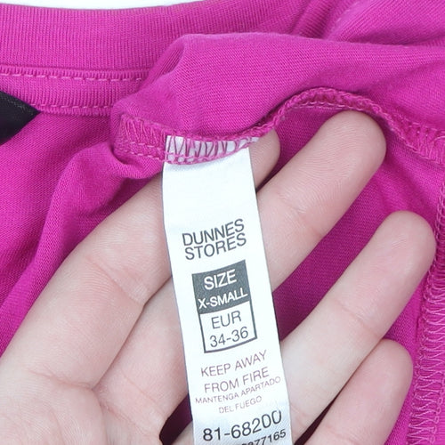 Dunnes Stores Women's Pink V-Neck Long Sleeve Basic T-Shirt XS