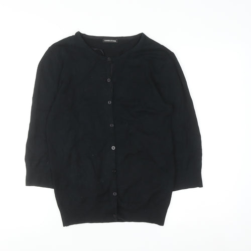 Dunnes Stores Womens Black Cotton Cardigan Size 14 Classic Knit