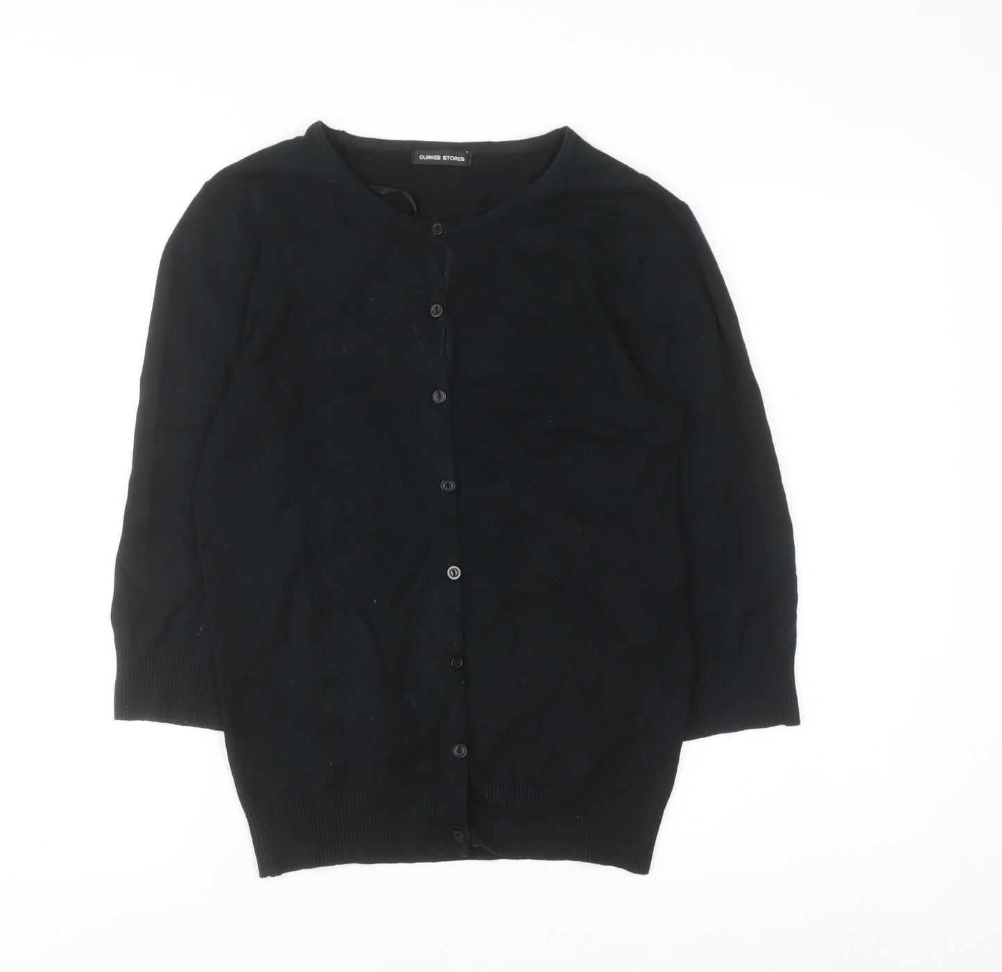 Dunnes Stores Womens Black Cotton Cardigan Size 14 Classic Knit