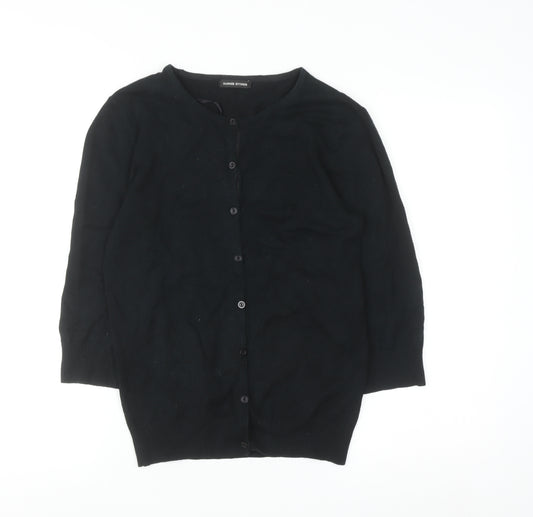 Dunnes Stores Womens Black Cotton Cardigan Size 14 Classic Knit