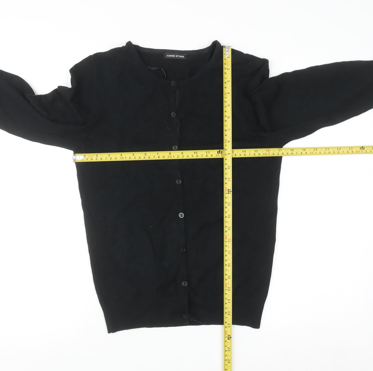 Dunnes Stores Womens Black Cotton Cardigan Size 14 Classic Knit