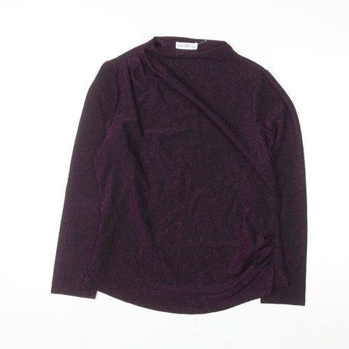Gallery Women Purple Glitter Wrap Blouse Long Sleeve Size M