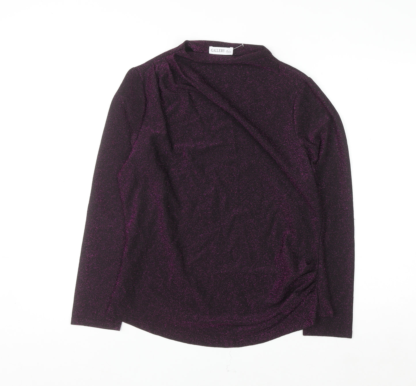 Gallery Women Purple Glitter Wrap Blouse Long Sleeve Size M