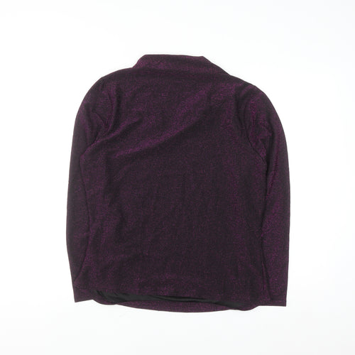 Gallery Women Purple Glitter Wrap Blouse Long Sleeve Size M