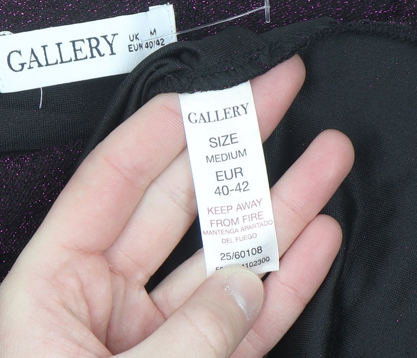 Gallery Women Purple Glitter Wrap Blouse Long Sleeve Size M