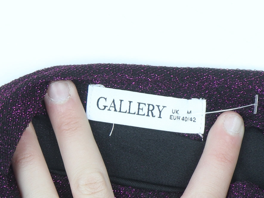 Gallery Women Purple Glitter Wrap Blouse Long Sleeve Size M