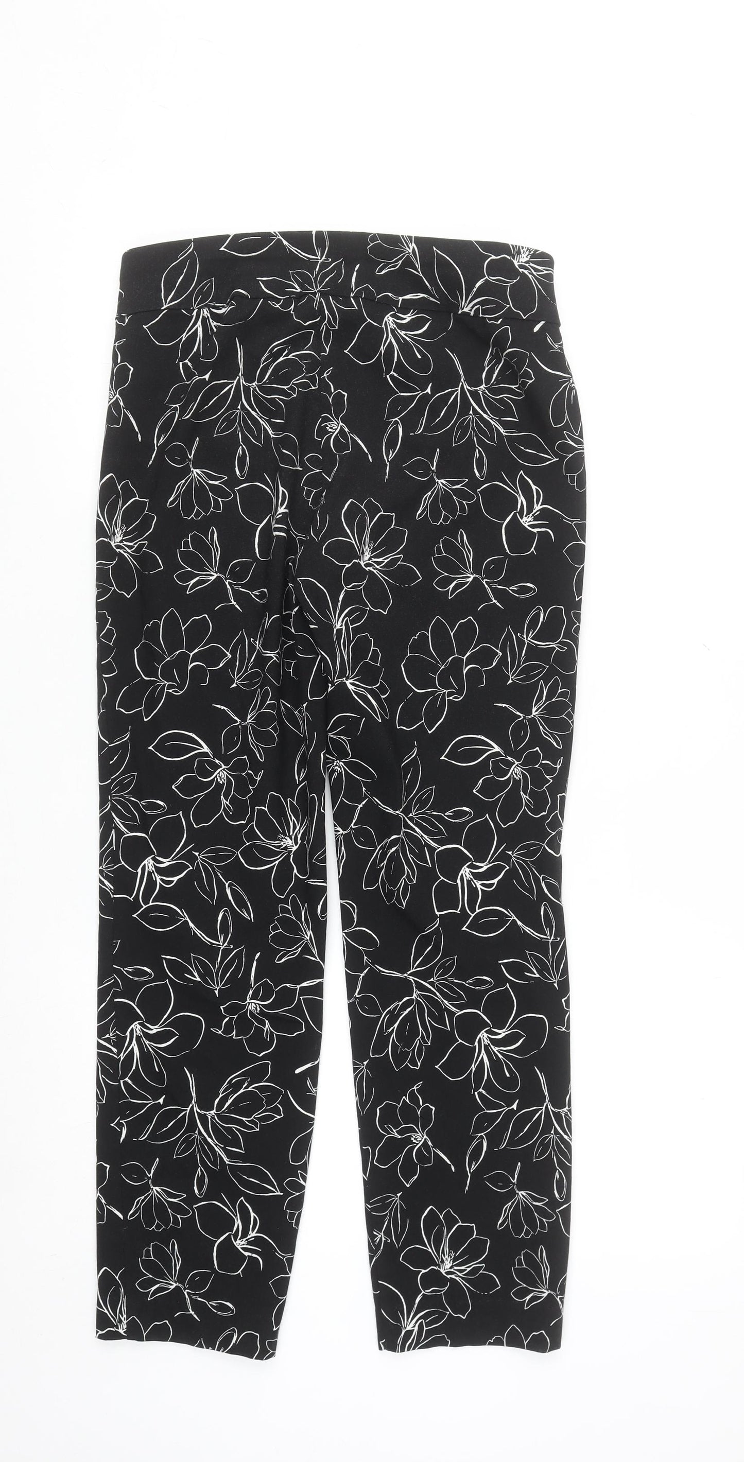Premise Womens Black Floral Cropped Slim Trousers XS