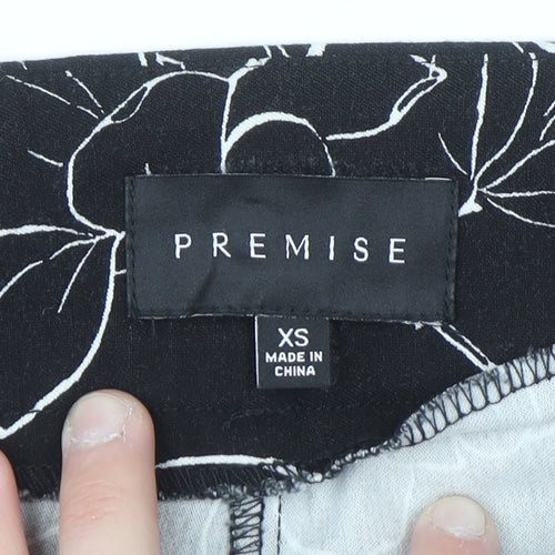 Premise Womens Black Floral Cropped Slim Trousers XS