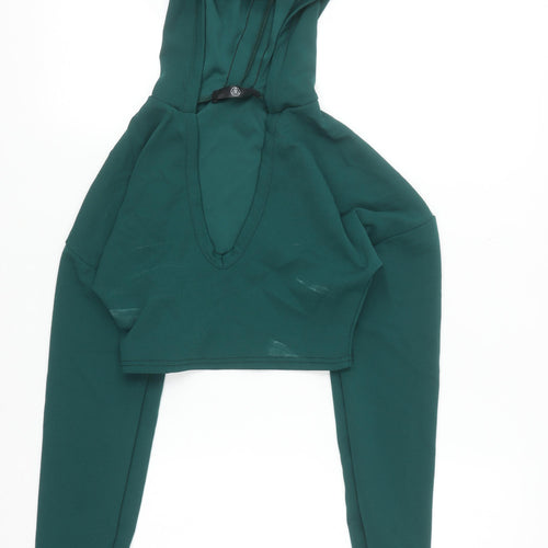 Missguided Womens Green Cropped Pullover Hoodie Size 6