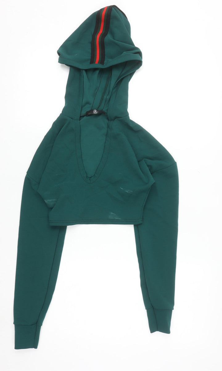 Missguided Womens Green Cropped Pullover Hoodie Size 6
