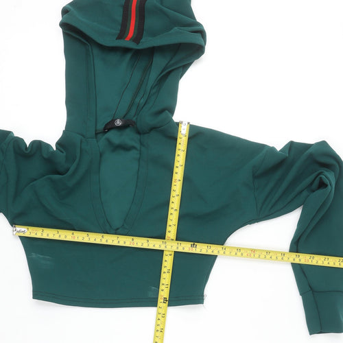 Missguided Womens Green Cropped Pullover Hoodie Size 6
