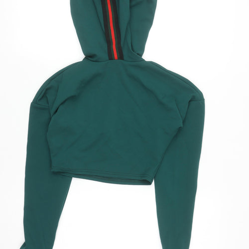 Missguided Womens Green Cropped Pullover Hoodie Size 6
