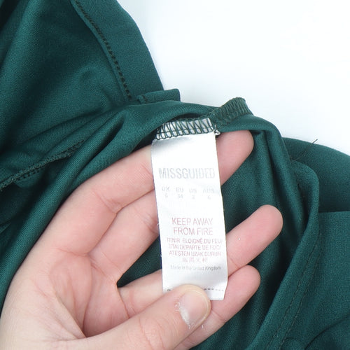 Missguided Womens Green Cropped Pullover Hoodie Size 6