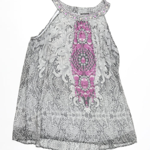 Klass Women's Multicoloured Halter Beaded Chiffon Blouse Size 20