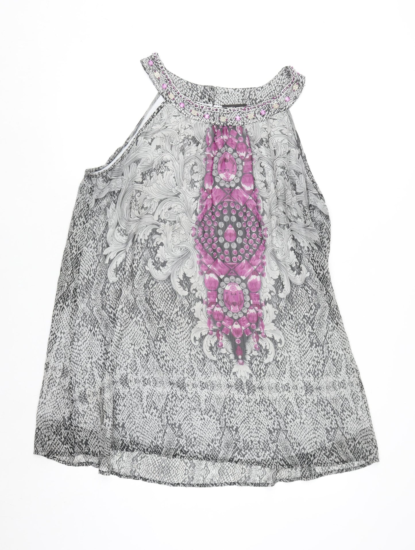 Klass Women's Multicoloured Halter Beaded Chiffon Blouse Size 20