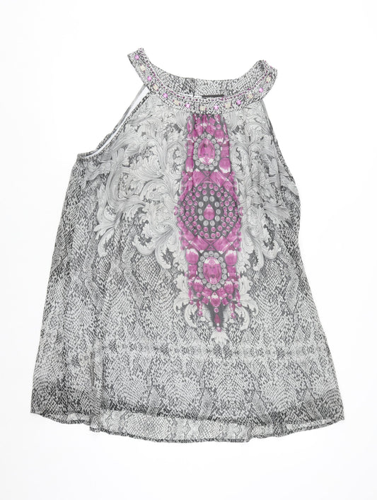 Klass Women's Multicoloured Halter Beaded Chiffon Blouse Size 20