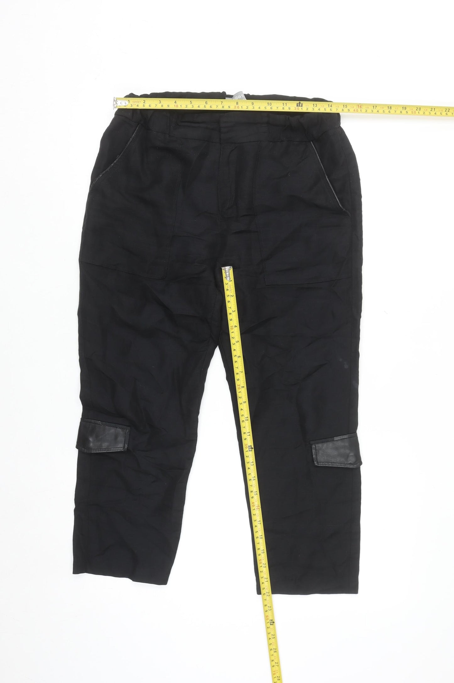 Bagatelle Collection Women's Black Cargo Trousers Size S Elastic Waist
