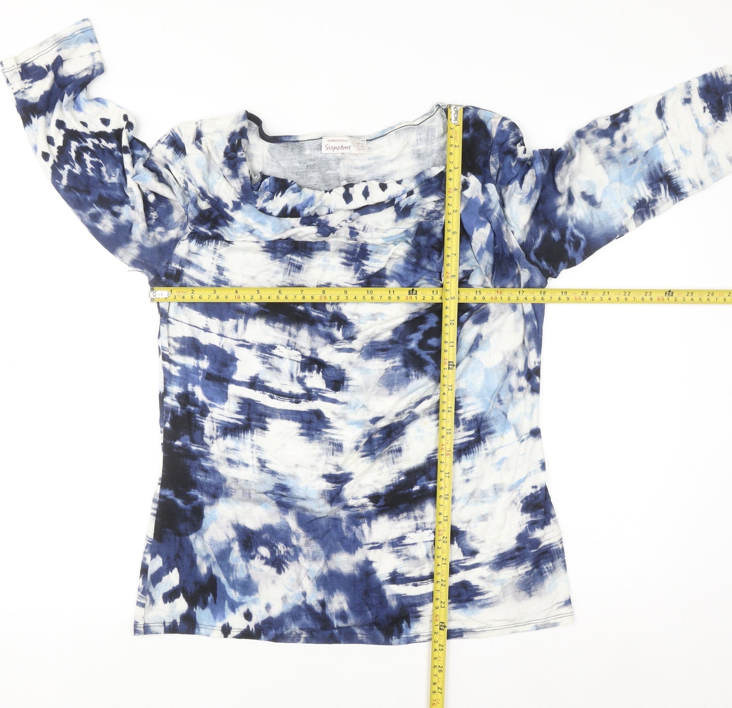 Dunnes Stores Signature Blue Abstract Viscose Tunic Top Women’s UK 16