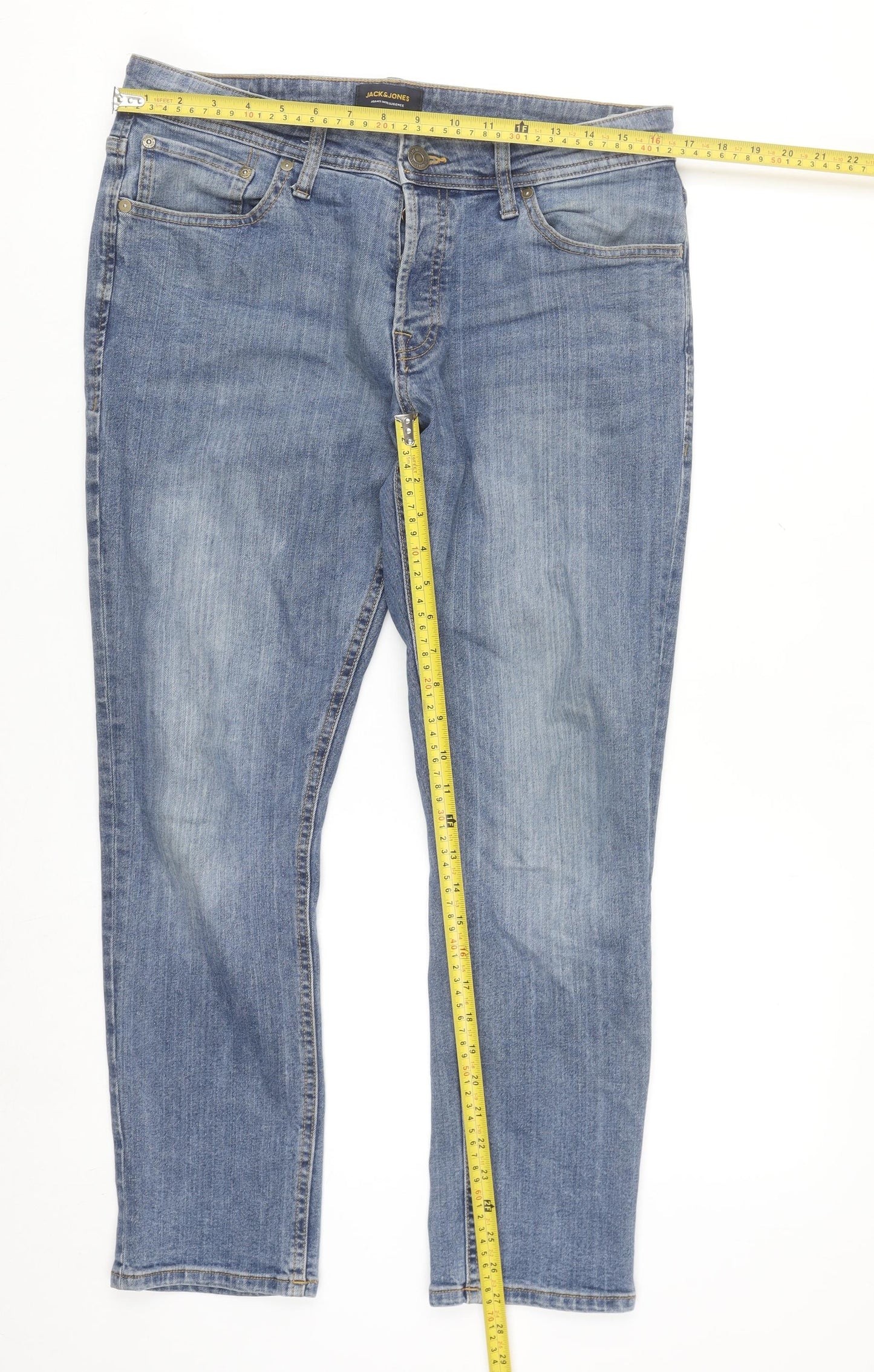 Jack & Jones Men's Blue Slim Straight Jeans 34W 30L