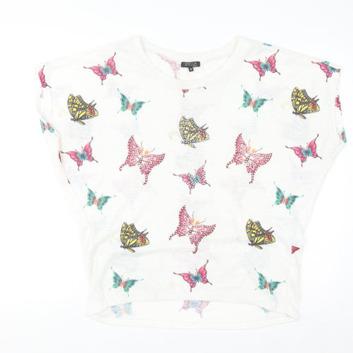 Stella Morgan Womens White Butterfly Print Pullover Jumper Size 10