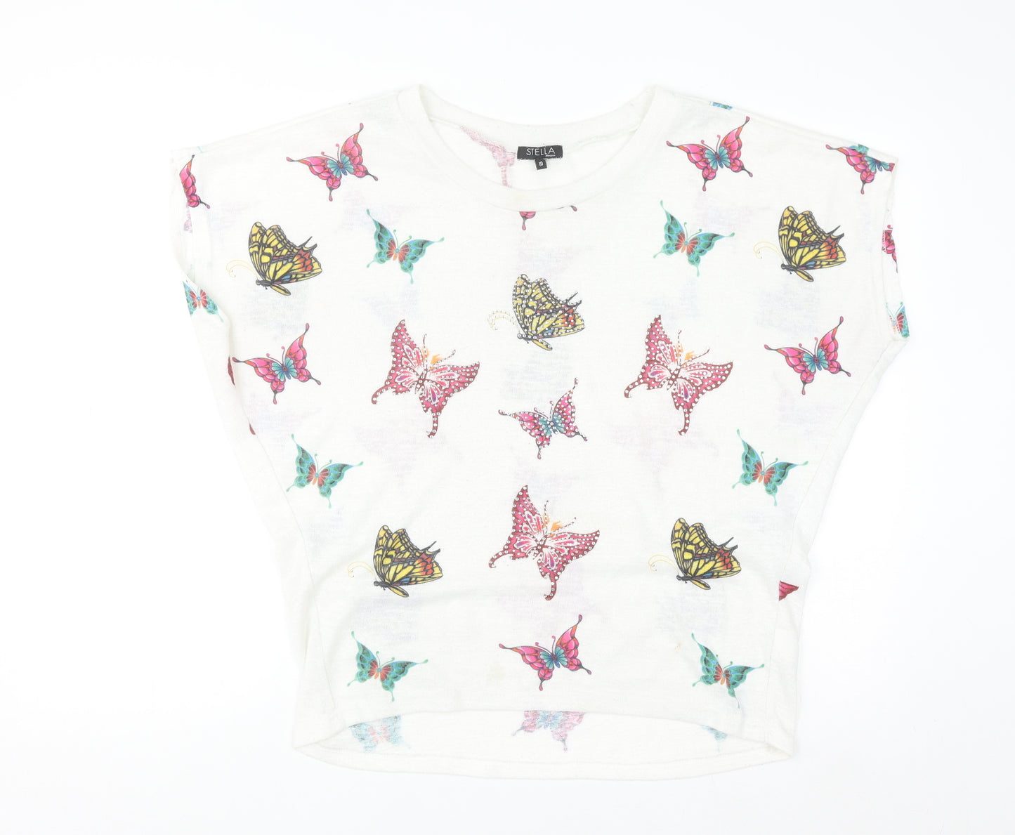 Stella Morgan Womens White Butterfly Print Pullover Jumper Size 10