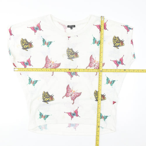 Stella Morgan Womens White Butterfly Print Pullover Jumper Size 10