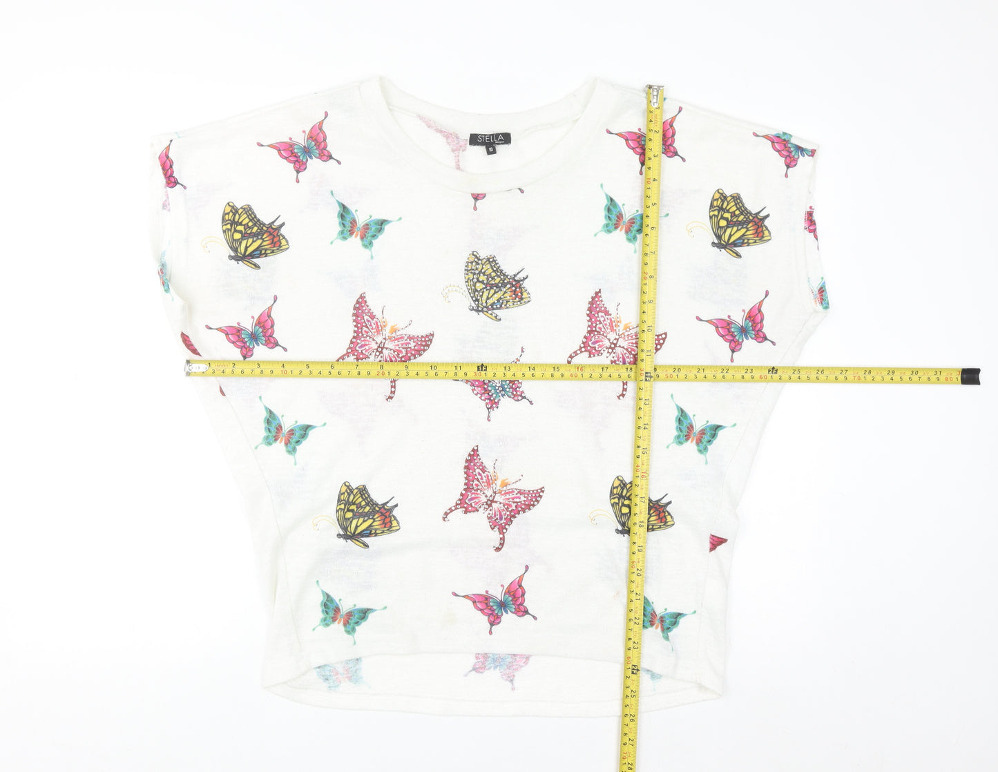 Stella Morgan Womens White Butterfly Print Pullover Jumper Size 10
