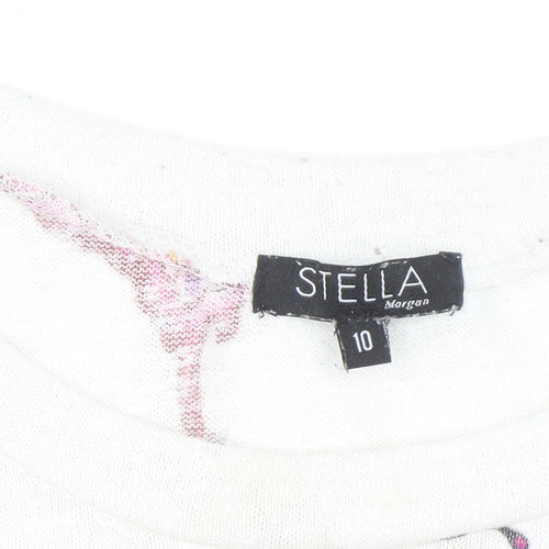 Stella Morgan Womens White Butterfly Print Pullover Jumper Size 10