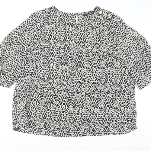 Dunnes Women’s Black Animal Print Blouse Size 20 3/4 Sleeve