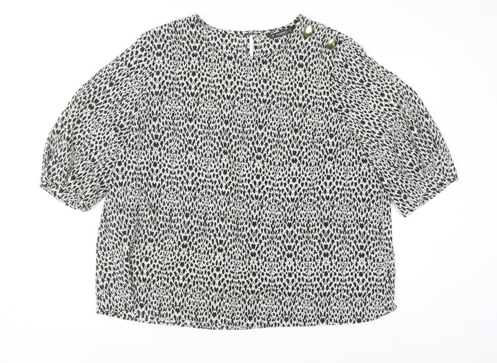 Dunnes Women’s Black Animal Print Blouse Size 20 3/4 Sleeve