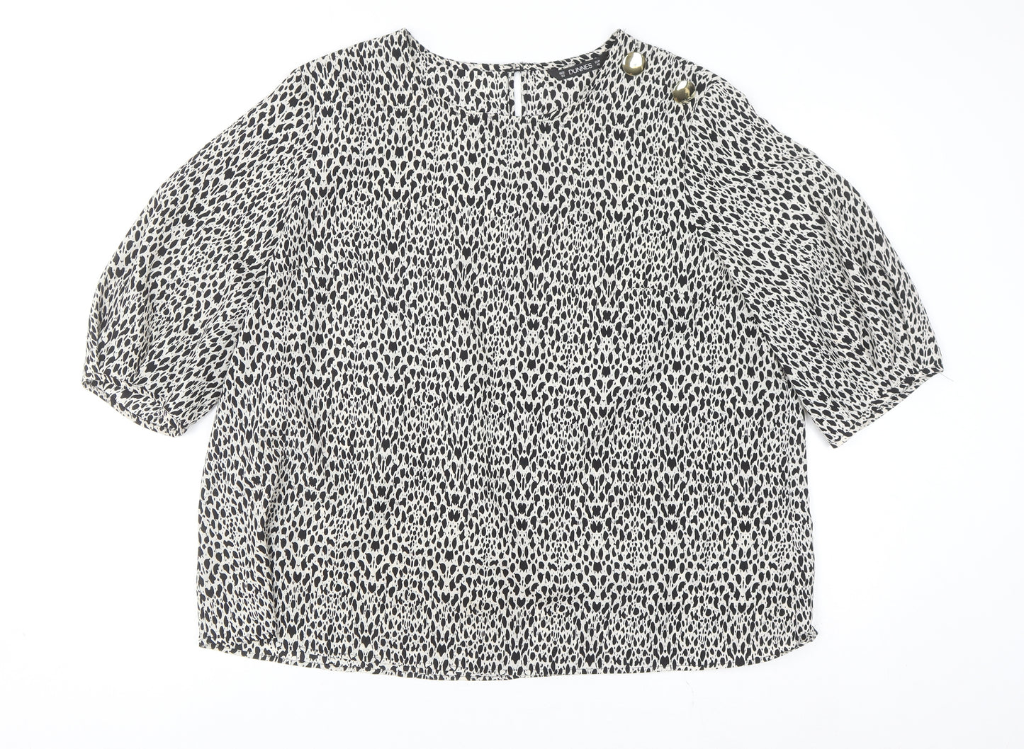 Dunnes Women’s Black Animal Print Blouse Size 20 3/4 Sleeve