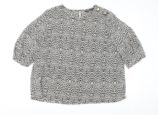 Dunnes Women’s Black Animal Print Blouse Size 20 3/4 Sleeve