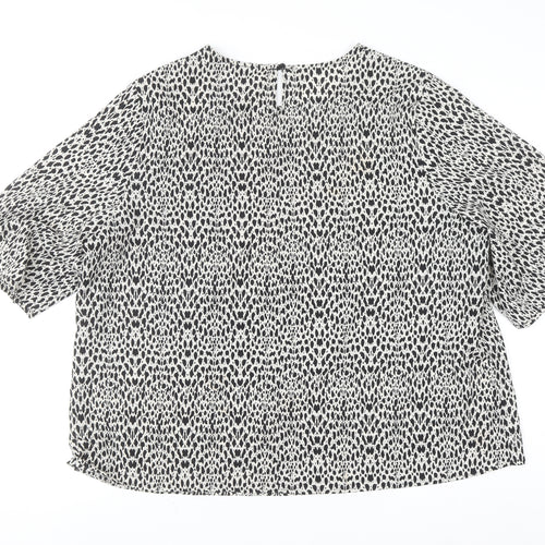 Dunnes Women’s Black Animal Print Blouse Size 20 3/4 Sleeve