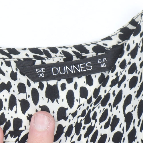 Dunnes Women’s Black Animal Print Blouse Size 20 3/4 Sleeve
