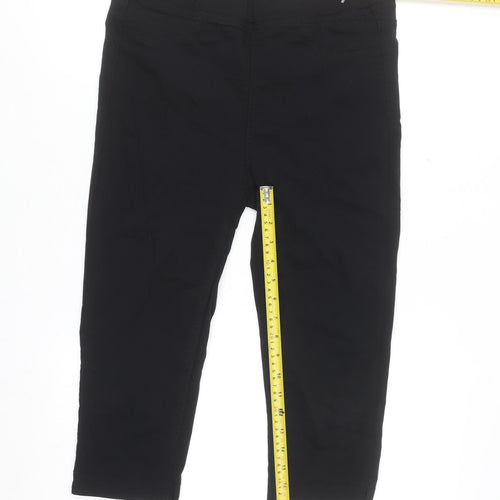b.young Women's Black Capri Stretch Trousers M Slim Fit