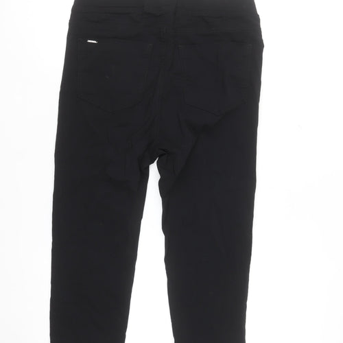 b.young Women's Black Capri Stretch Trousers M Slim Fit