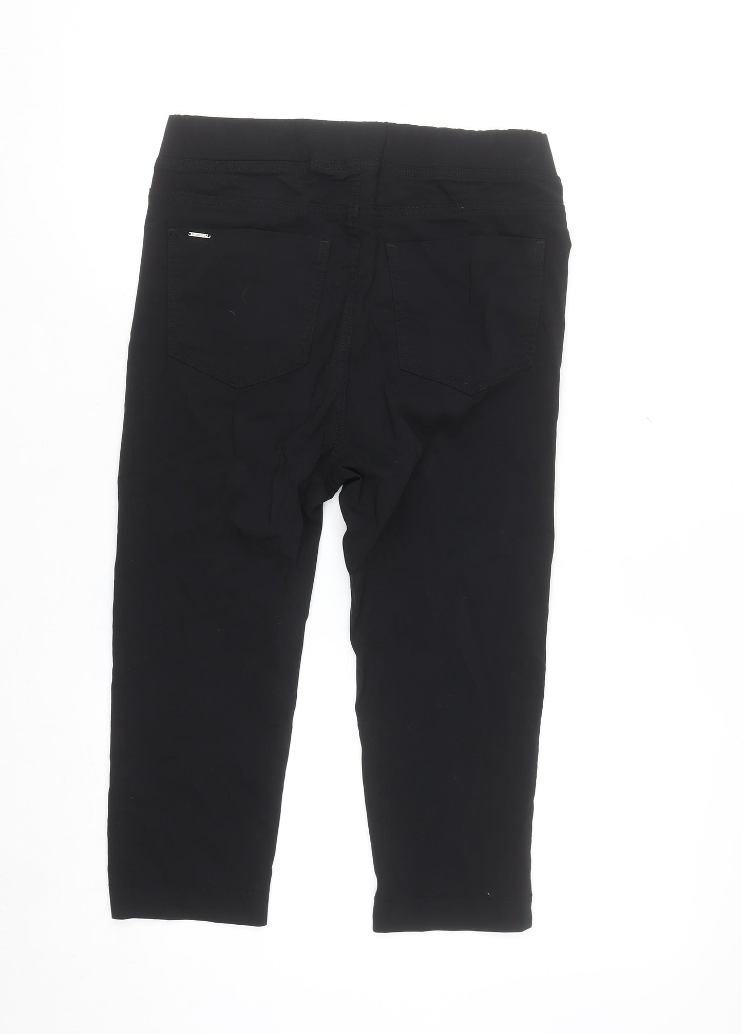 b.young Women's Black Capri Stretch Trousers M Slim Fit