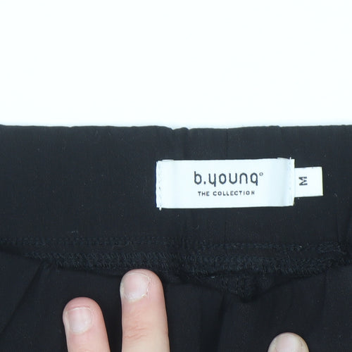 b.young Women's Black Capri Stretch Trousers M Slim Fit