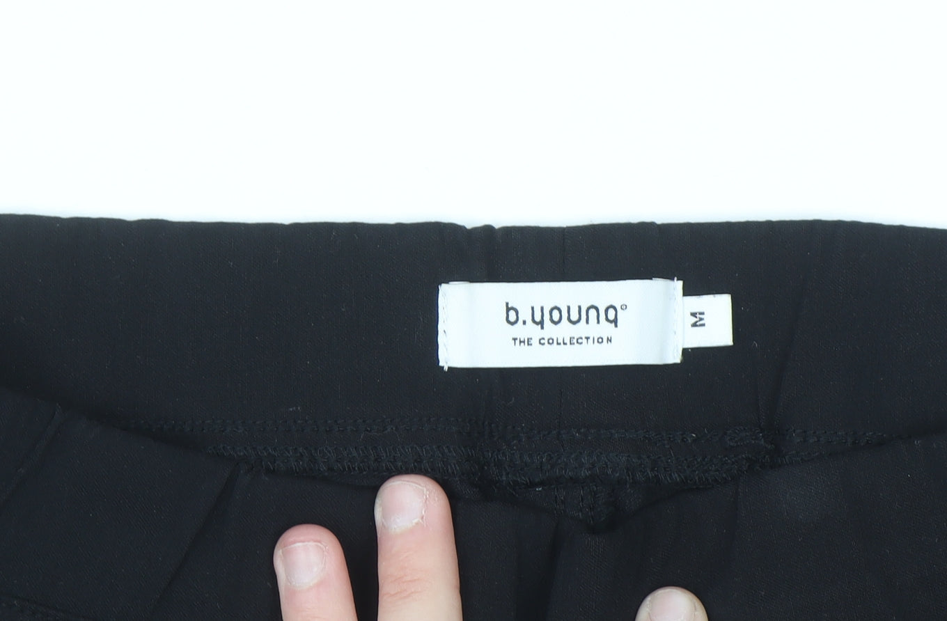 b.young Women's Black Capri Stretch Trousers M Slim Fit