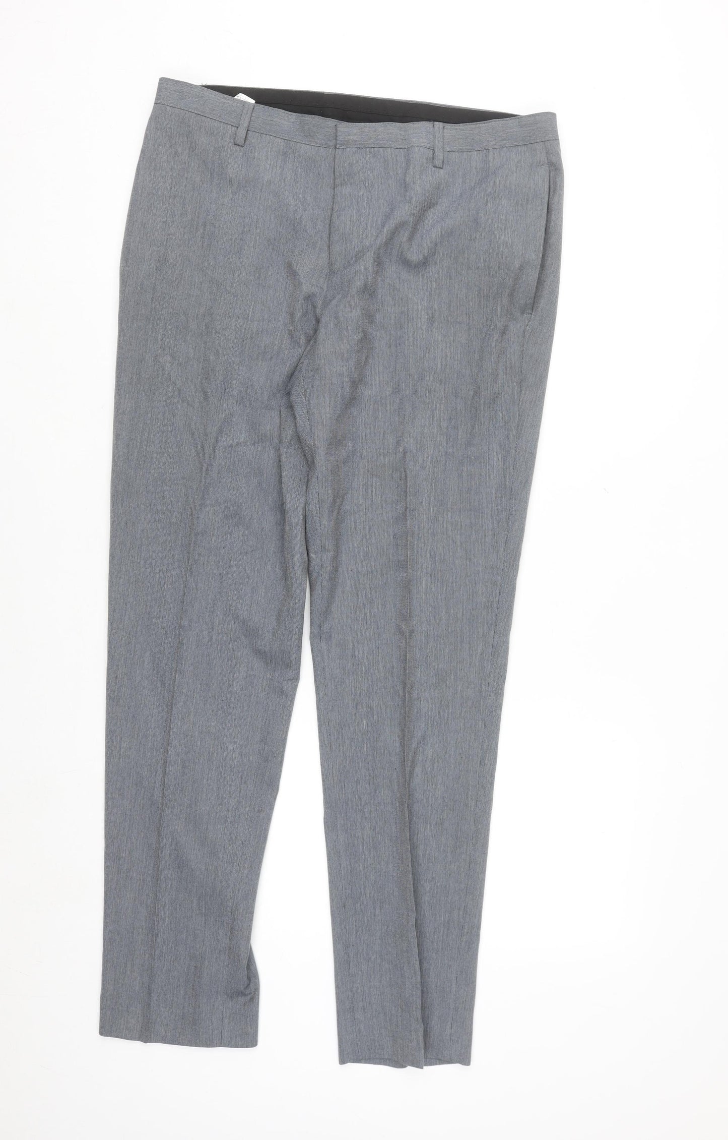 Burton Mens Grey Regular Fit Dress Trousers 34W Smart Work Pants