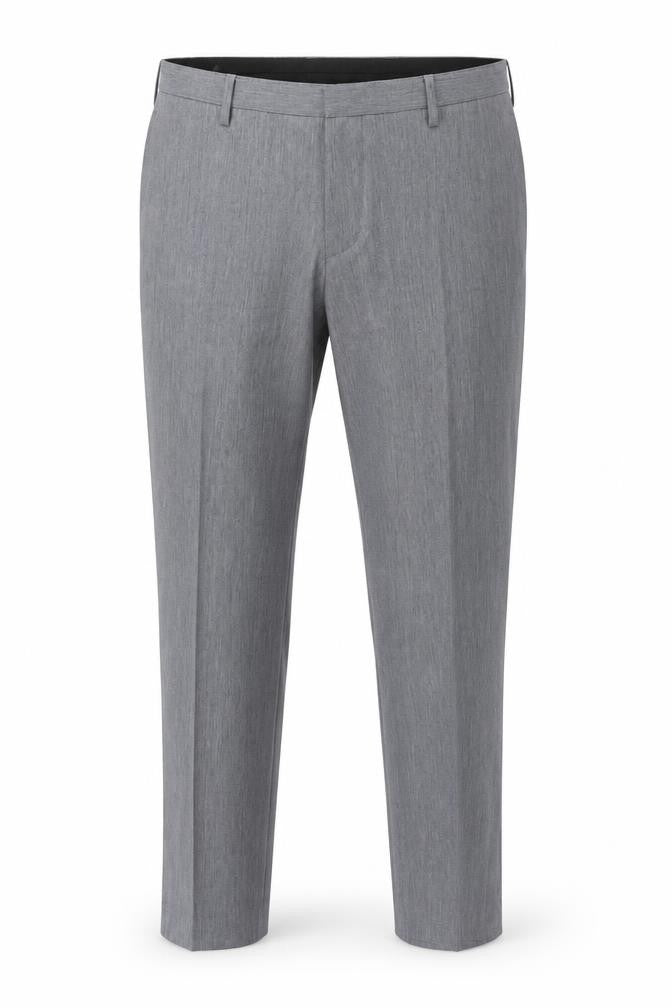 Front view of Burton men’s grey regular fit dress trousers 34w smart work pants