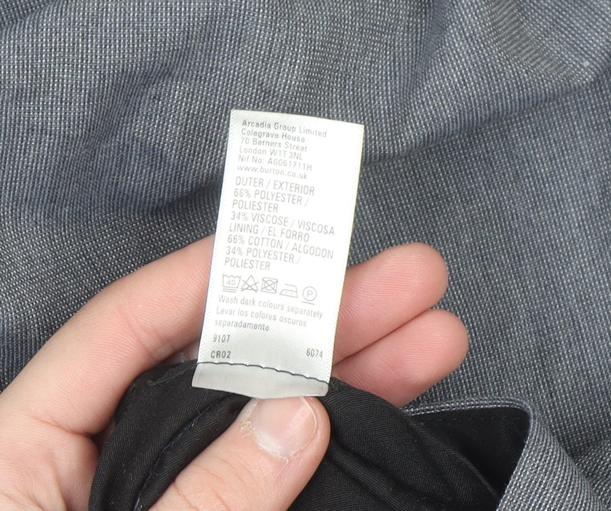 Burton Mens Grey Regular Fit Dress Trousers 34W Smart Work Pants