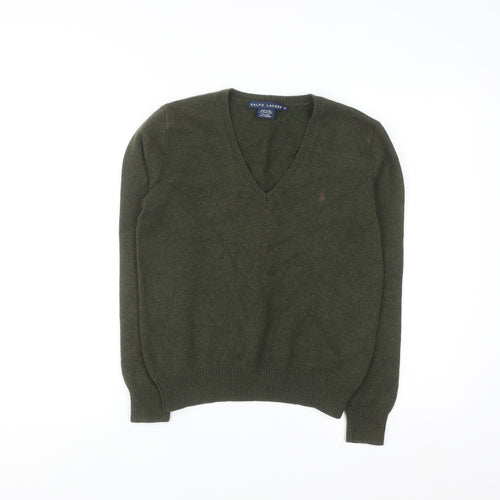 Ralph Lauren Men’s Green Wool Cashmere V-Neck Jumper M