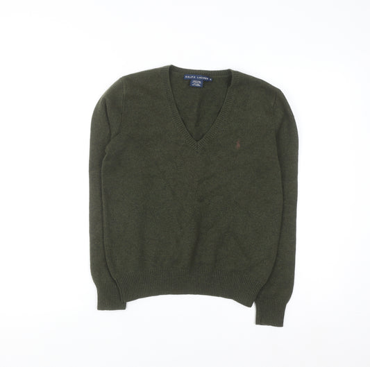 Ralph Lauren Men’s Green Wool Cashmere V-Neck Jumper M