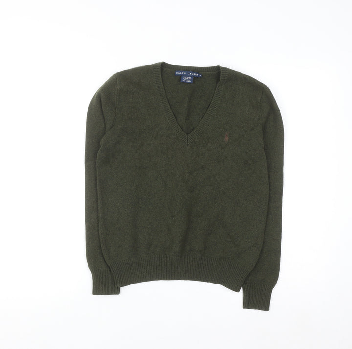 Ralph Lauren Men’s Green Wool Cashmere V-Neck Jumper M