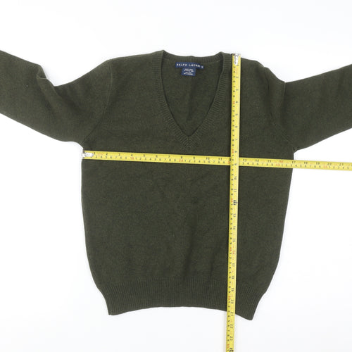 Ralph Lauren Men’s Green Wool Cashmere V-Neck Jumper M