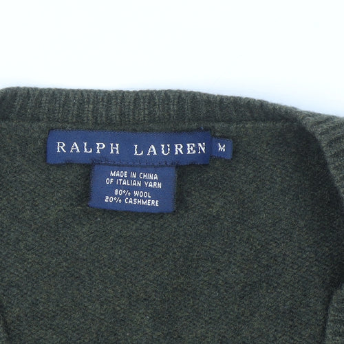 Ralph Lauren Men’s Green Wool Cashmere V-Neck Jumper M