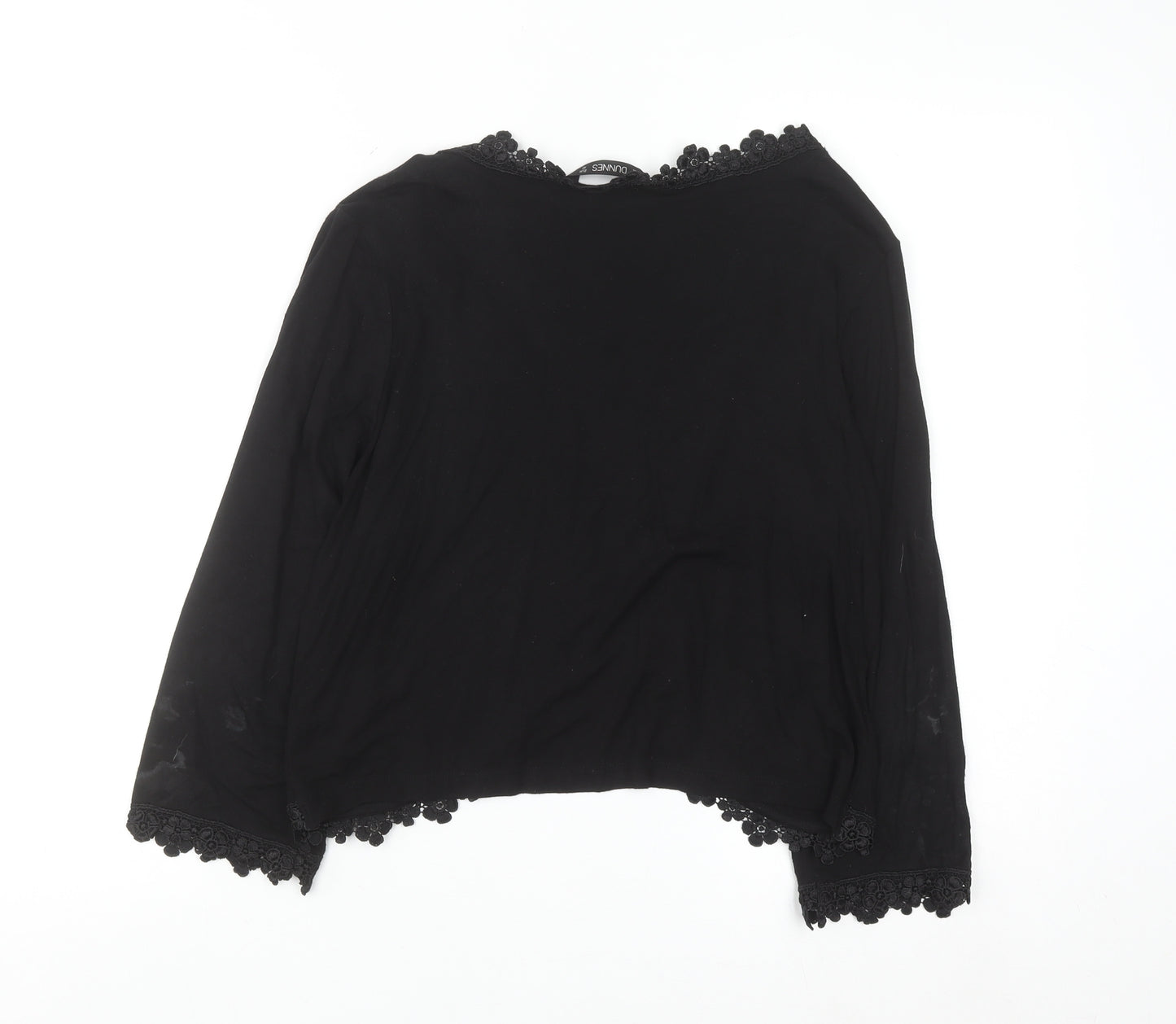 Dunnes Women Black Size 14 Embroidered Cropped Cardigan