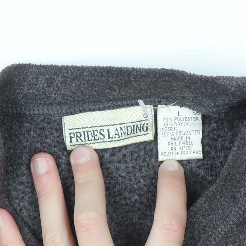 Prides Landing Men’s Brown Fleece Pullover Sweatshirt Size L